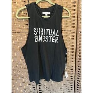 NWT Spiritual Gangster Tropical Black Rocker Tank, Size Large